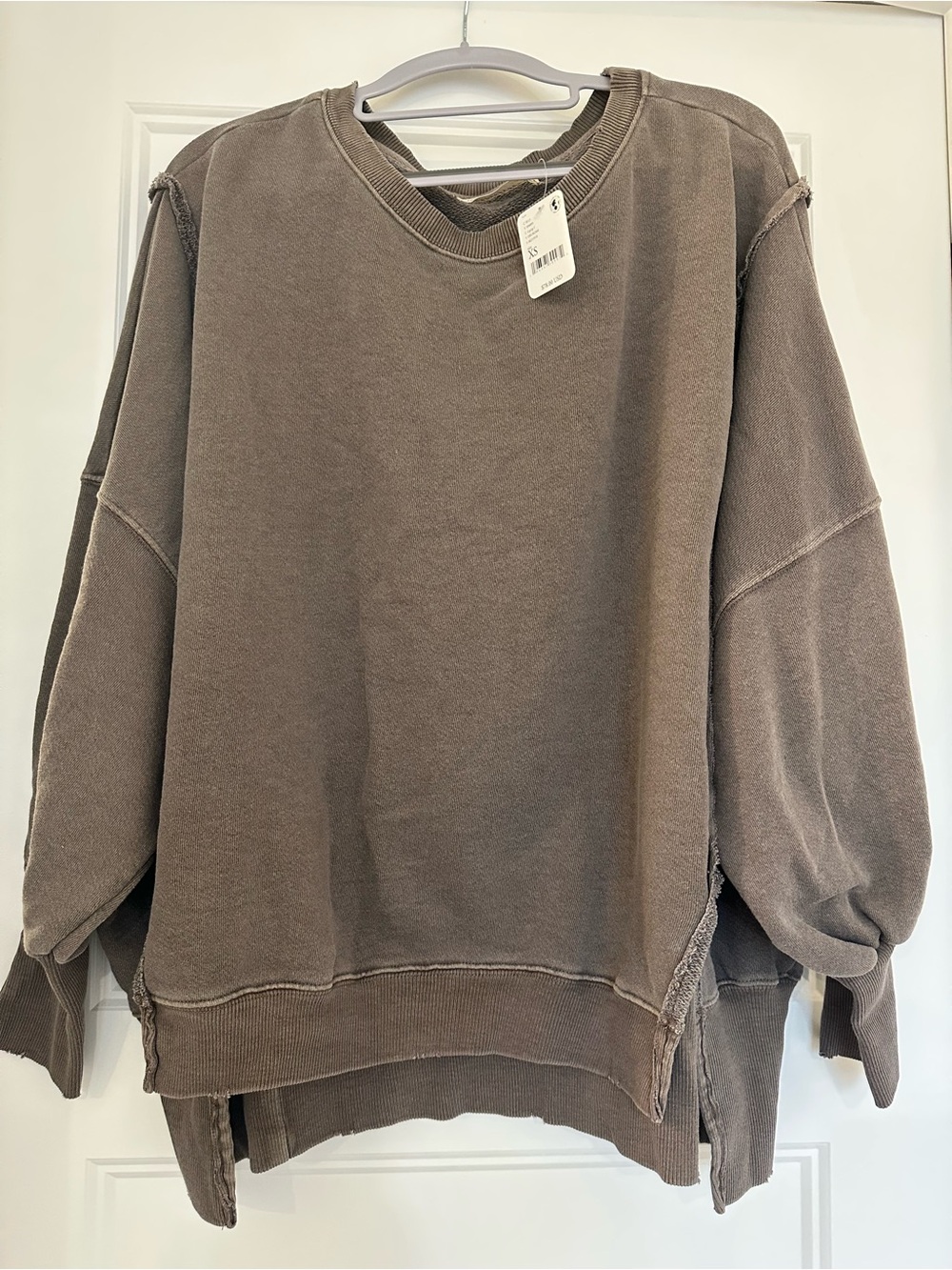 Free people XS Oversized Crewneck Sweater in Taupe